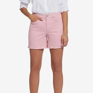 NYDJ Zoey High Rise Shorts 16 Aphrodite Pink Lift Tuck Raw Hem Denim Jeans